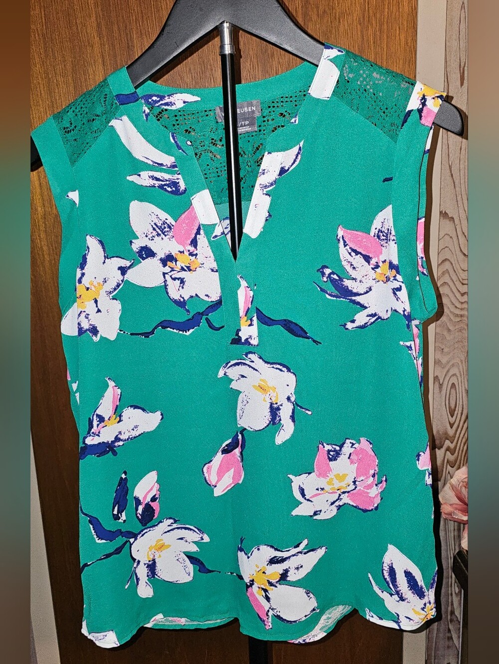Van Heusen Teal Floral Sleeveless Camisole with Pink, White & Yellow Top